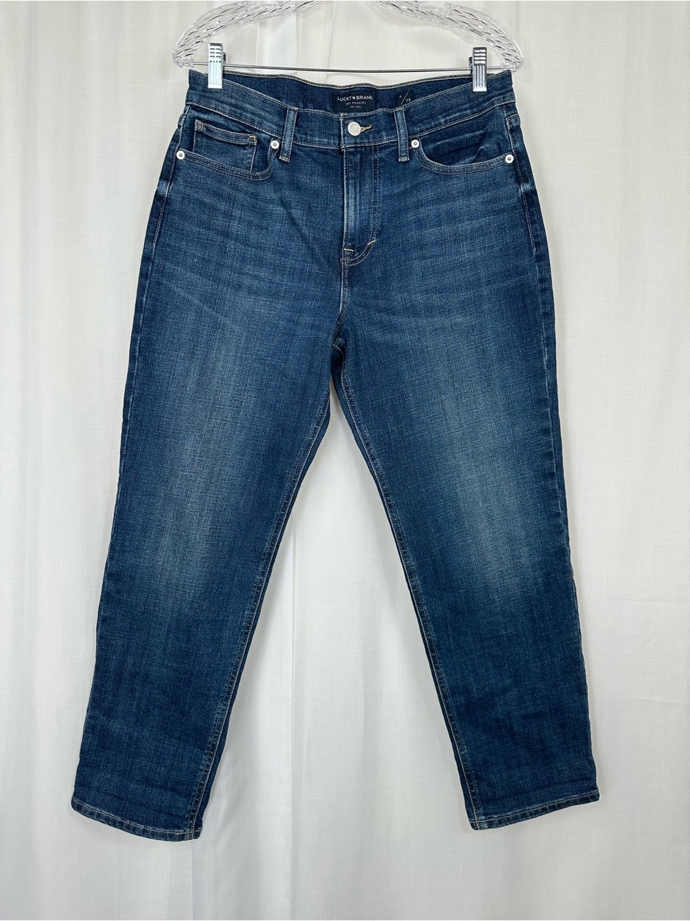 Lucky Brand Mid Rise Sienna Boyfriend Cropped Jeans Medium Wash Blue Size 6 / 28